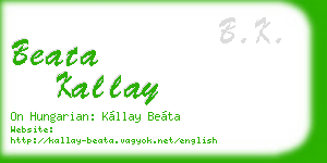 beata kallay business card